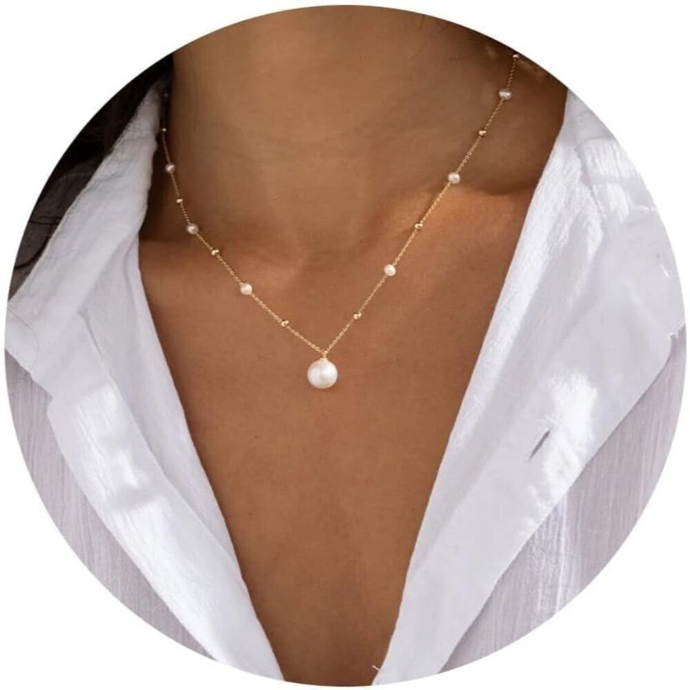 🆕 Women Gold Pearl Choker Necklace Trendy Chain Layered Birthday Jewelry Gifts